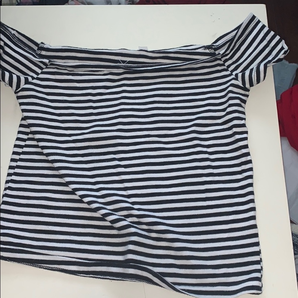 pacsun striped off the shoulder top